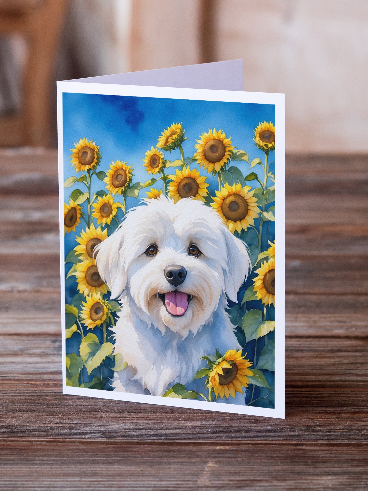 Buy this Coton de Tulear in Sunflowers Greeting Cards Pack of 8