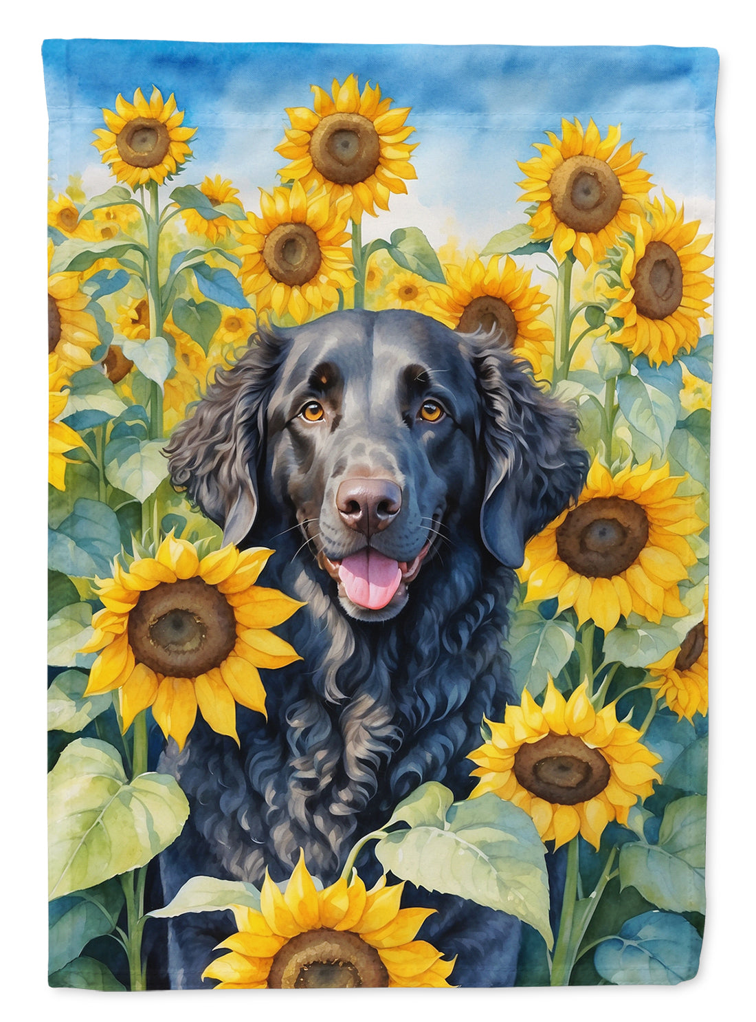 Buy this Curly-Coated Retriever in Sunflowers Garden Flag