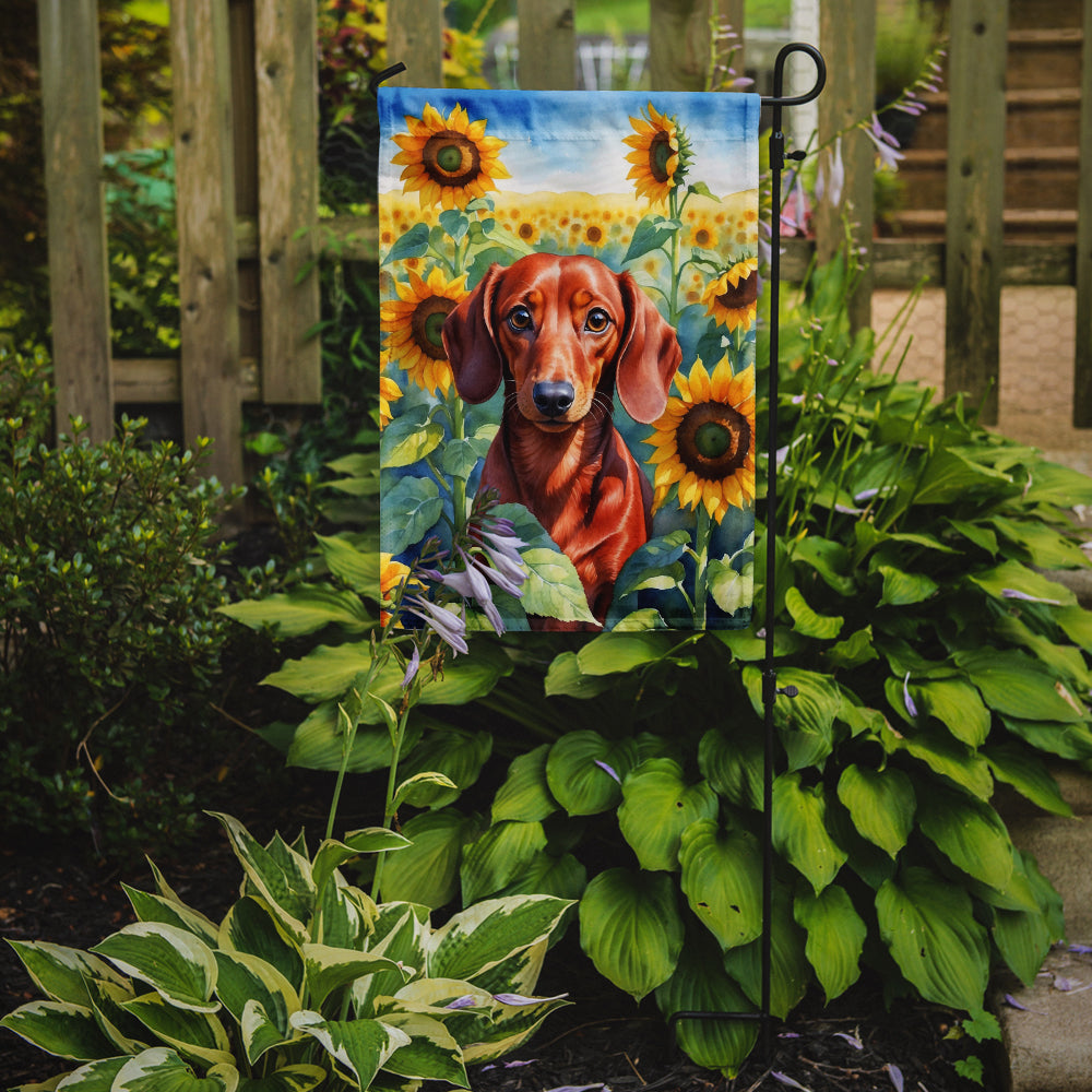 Dachshund in Sunflowers Garden Flag