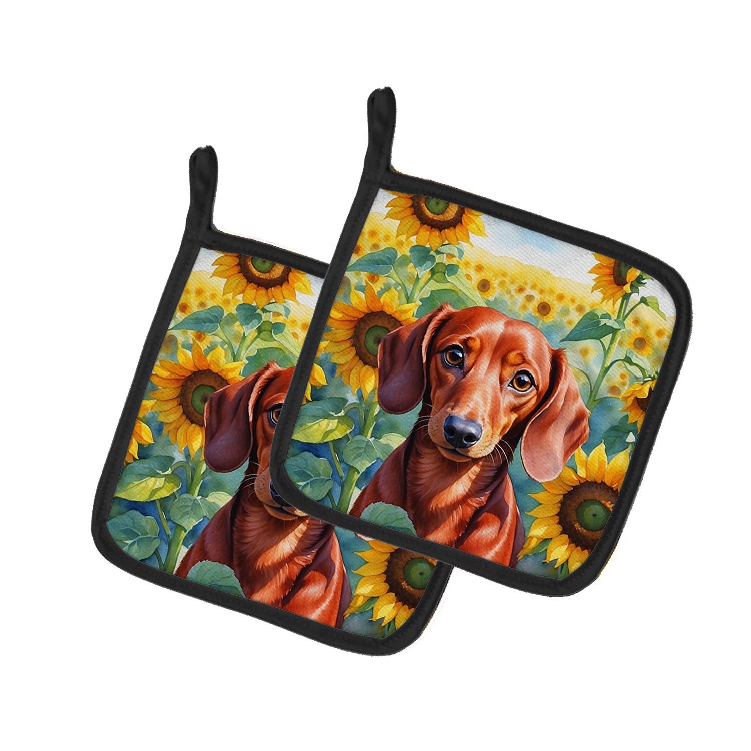 Buy this Dachshund in Sunflowers Pair of Pot Holders