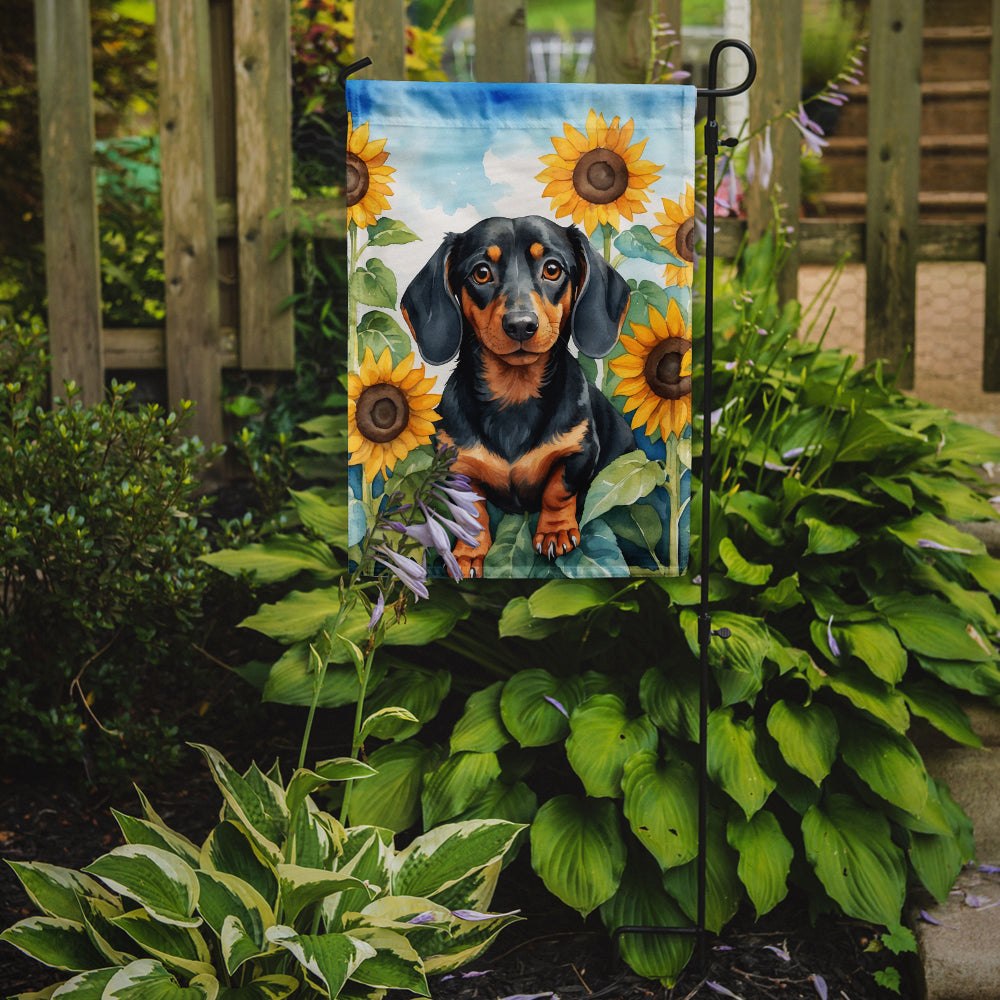 Buy this Dachshund in Sunflowers Garden Flag