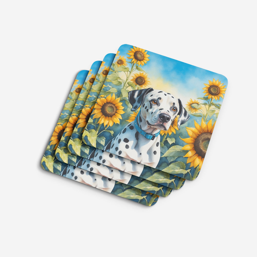 Dalmatian in Sunflowers Foam Coasters