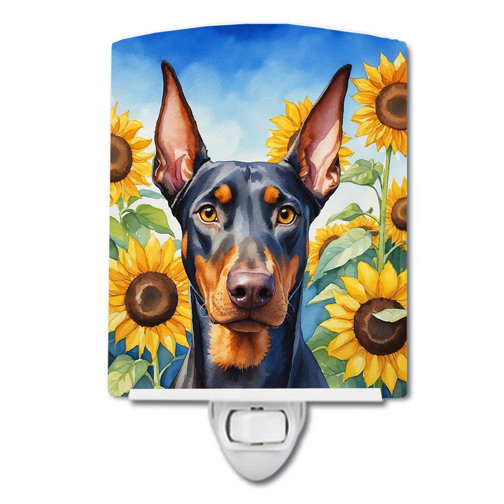 Buy this Doberman Pinscher in Sunflowers Ceramic Night Light