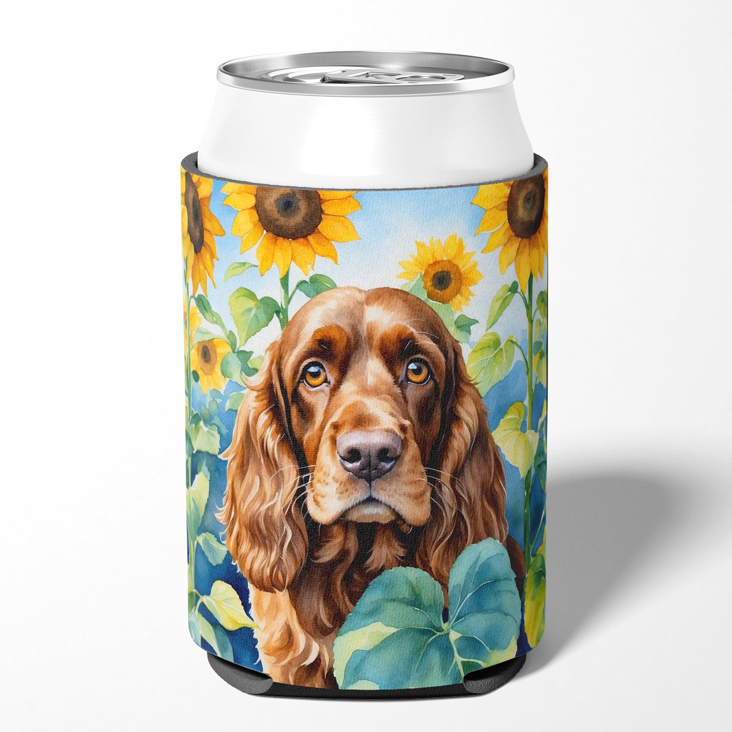 Buy this English Cocker Spaniel in Sunflowers Can or Bottle Hugger