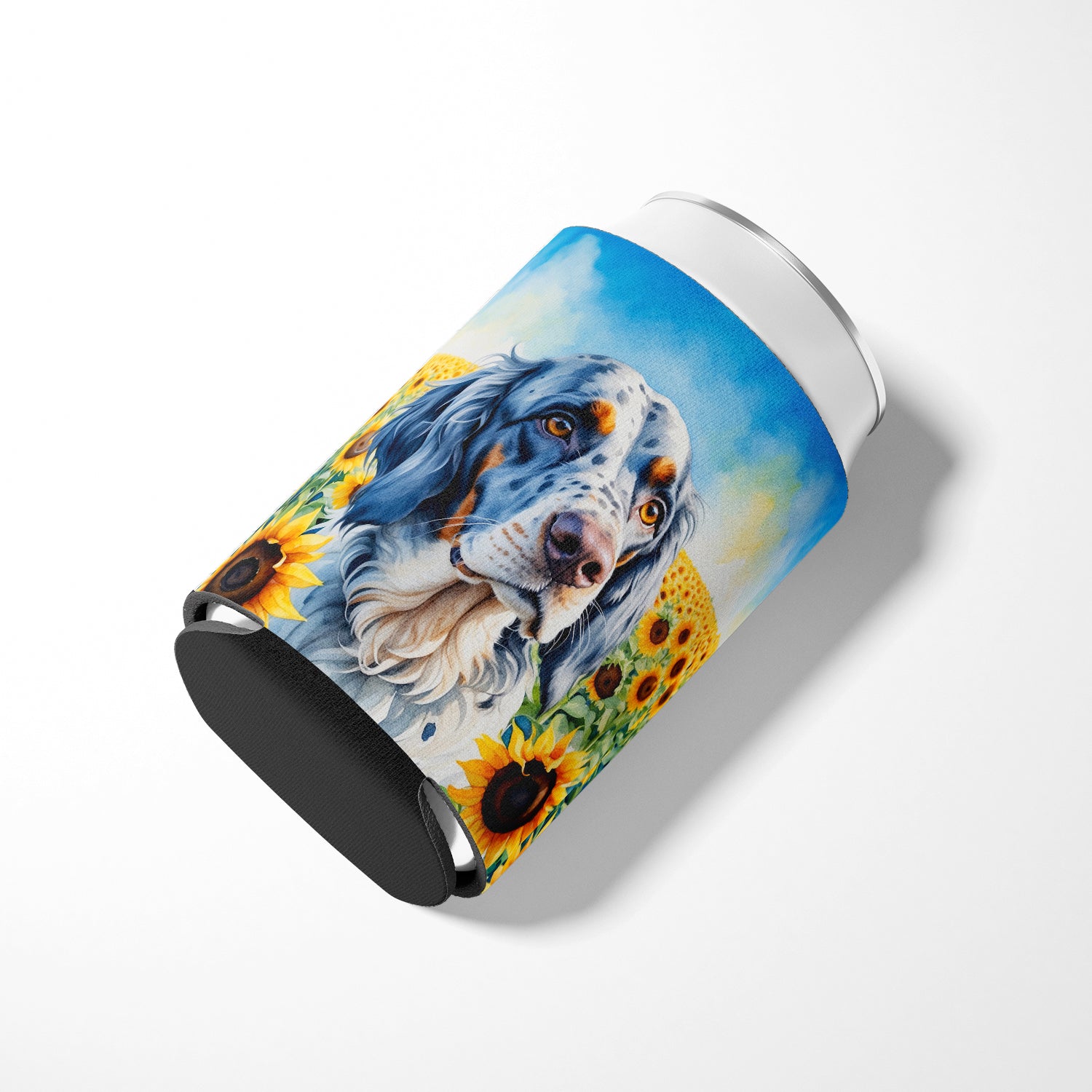 English Setter in Sunflowers Can or Bottle Hugger