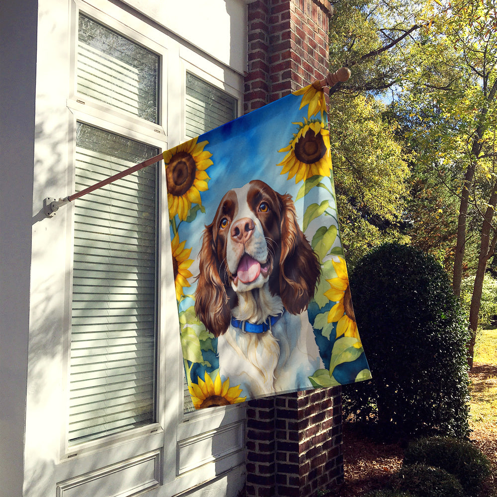 English Springer Spaniel in Sunflowers House Flag