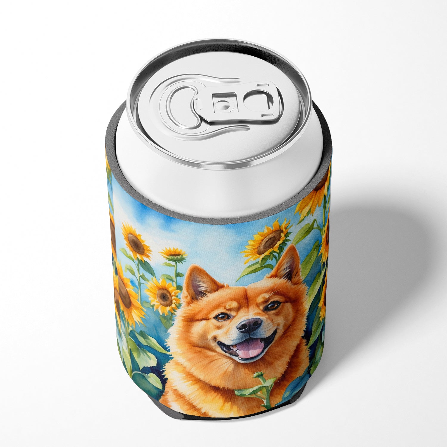 Finnish Spitz in Sunflowers Can or Bottle Hugger