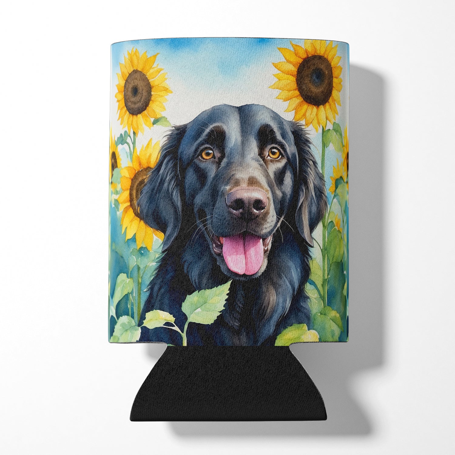 Buy this Flat-Coated Retriever in Sunflowers Can or Bottle Hugger