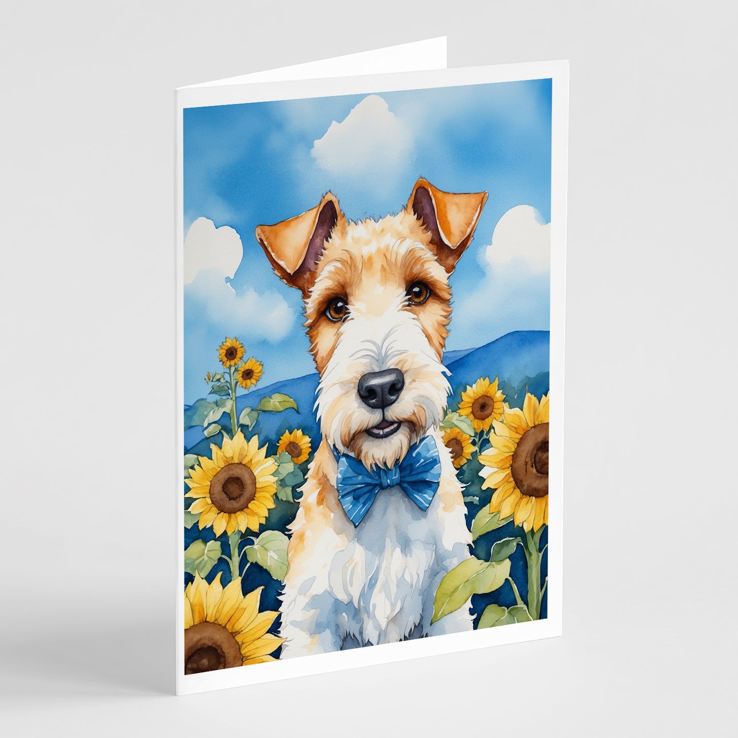 Buy this Fox Terrier in Sunflowers Greeting Cards Pack of 8