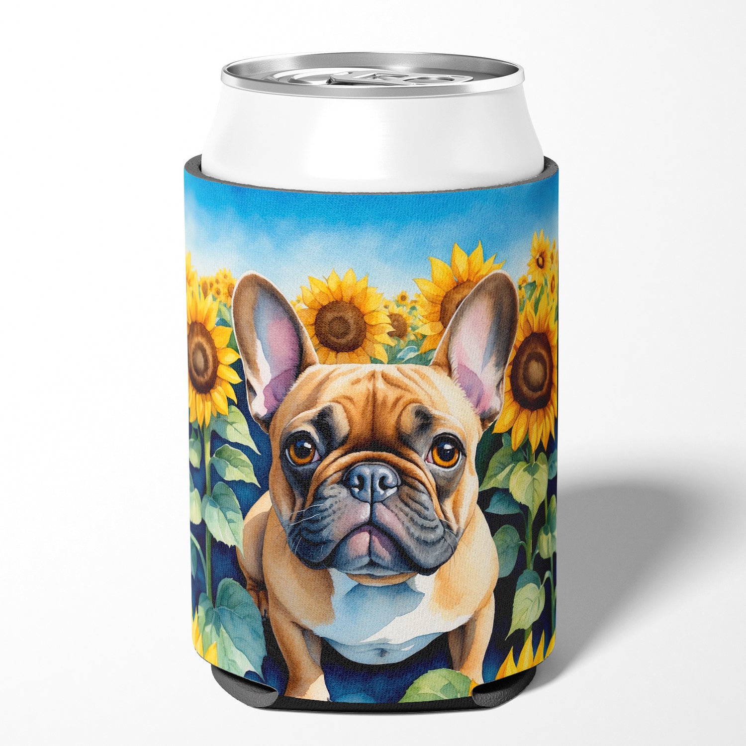 Buy this French Bulldog in Sunflowers Can or Bottle Hugger