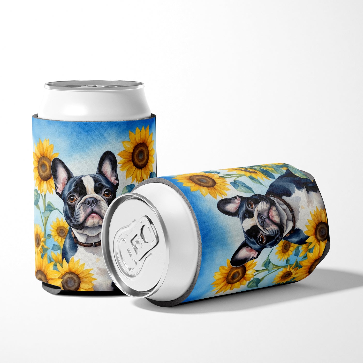 French Bulldog in Sunflowers Can or Bottle Hugger