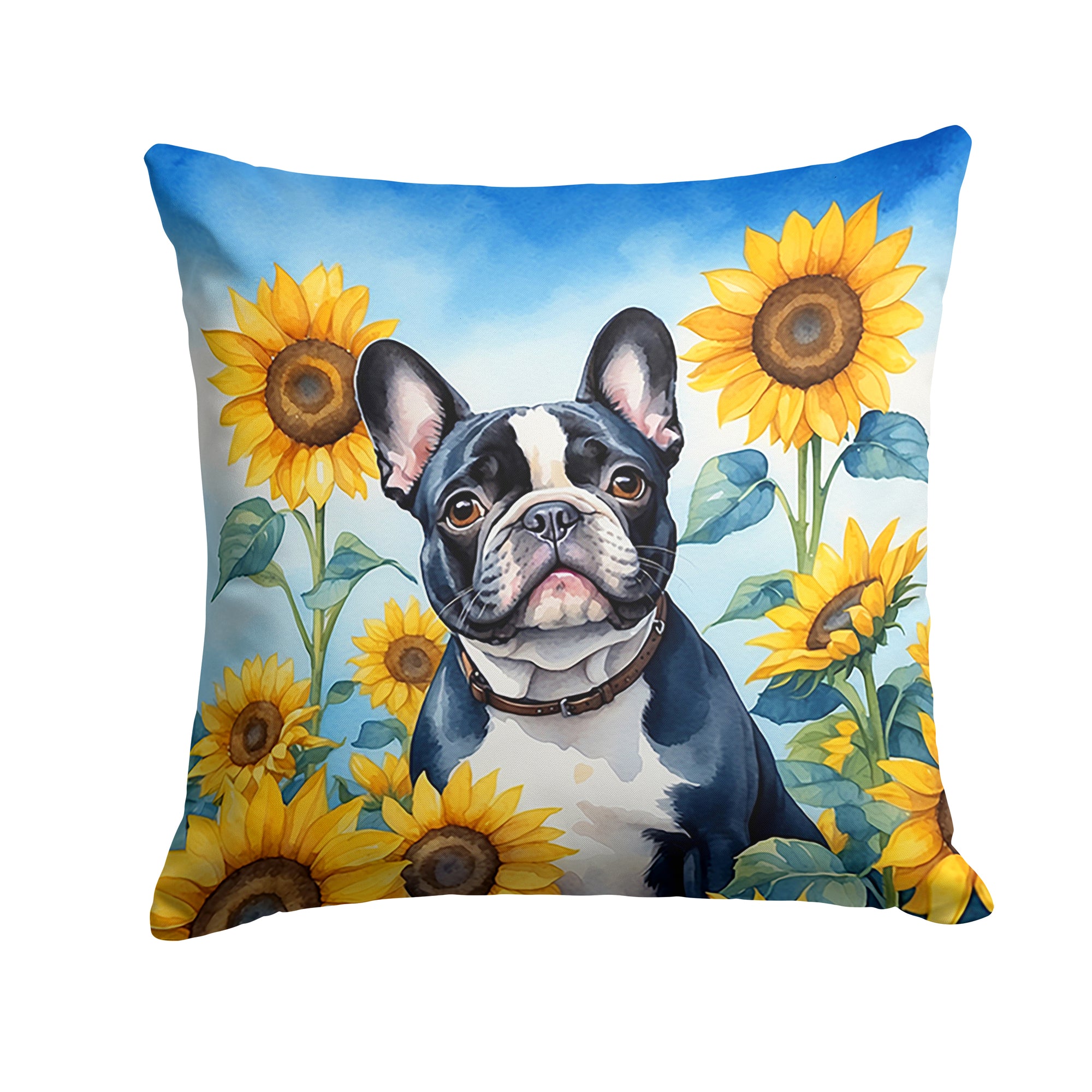 Buy this French Bulldog in Sunflowers Throw Pillow