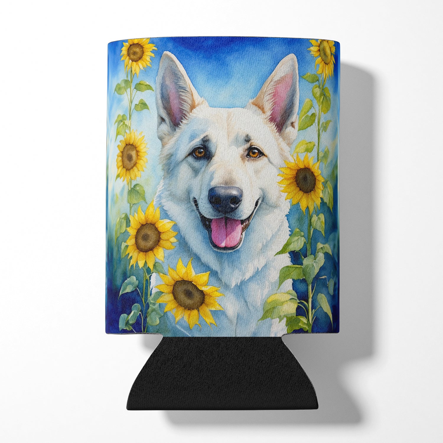 Buy this White German Shepherd in Sunflowers Can or Bottle Hugger