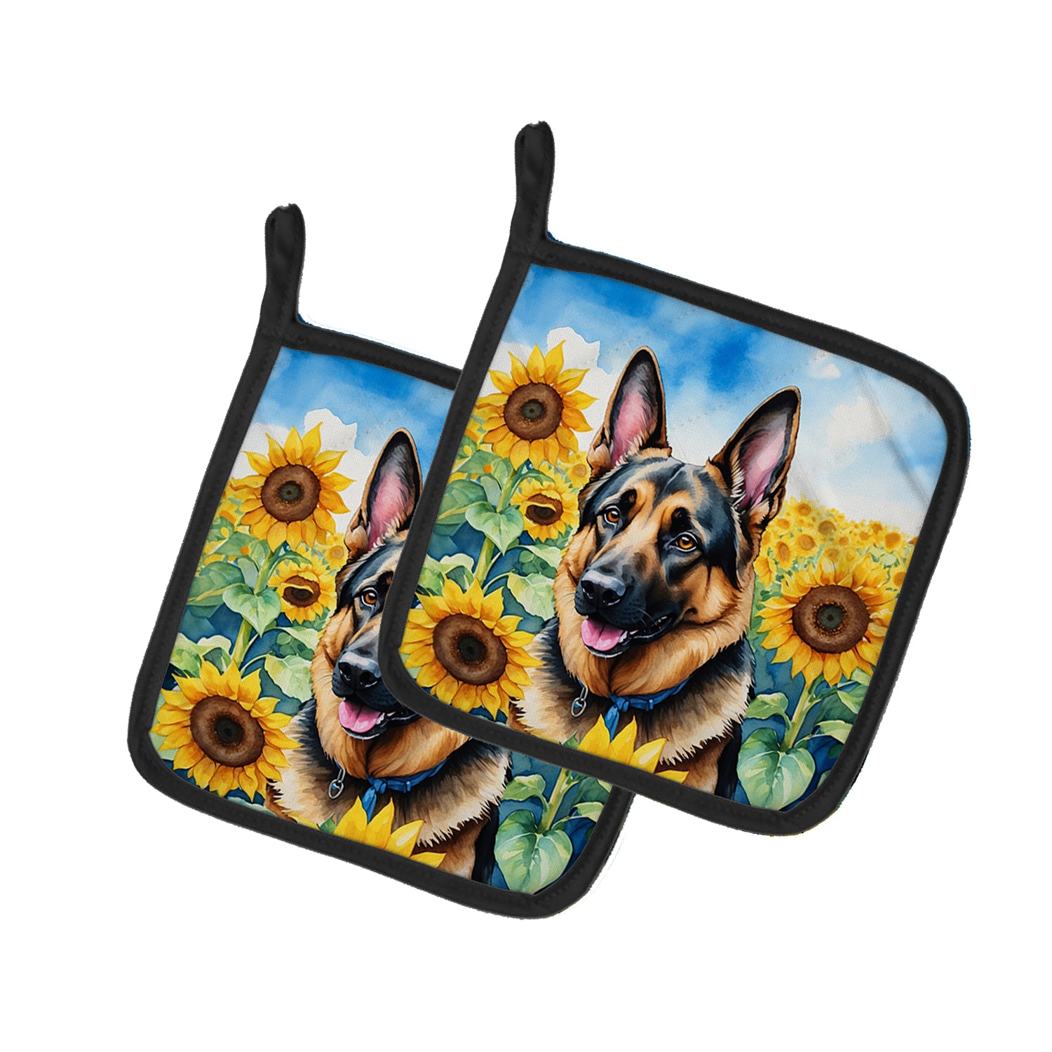 Buy this German Shepherd in Sunflowers Pair of Pot Holders