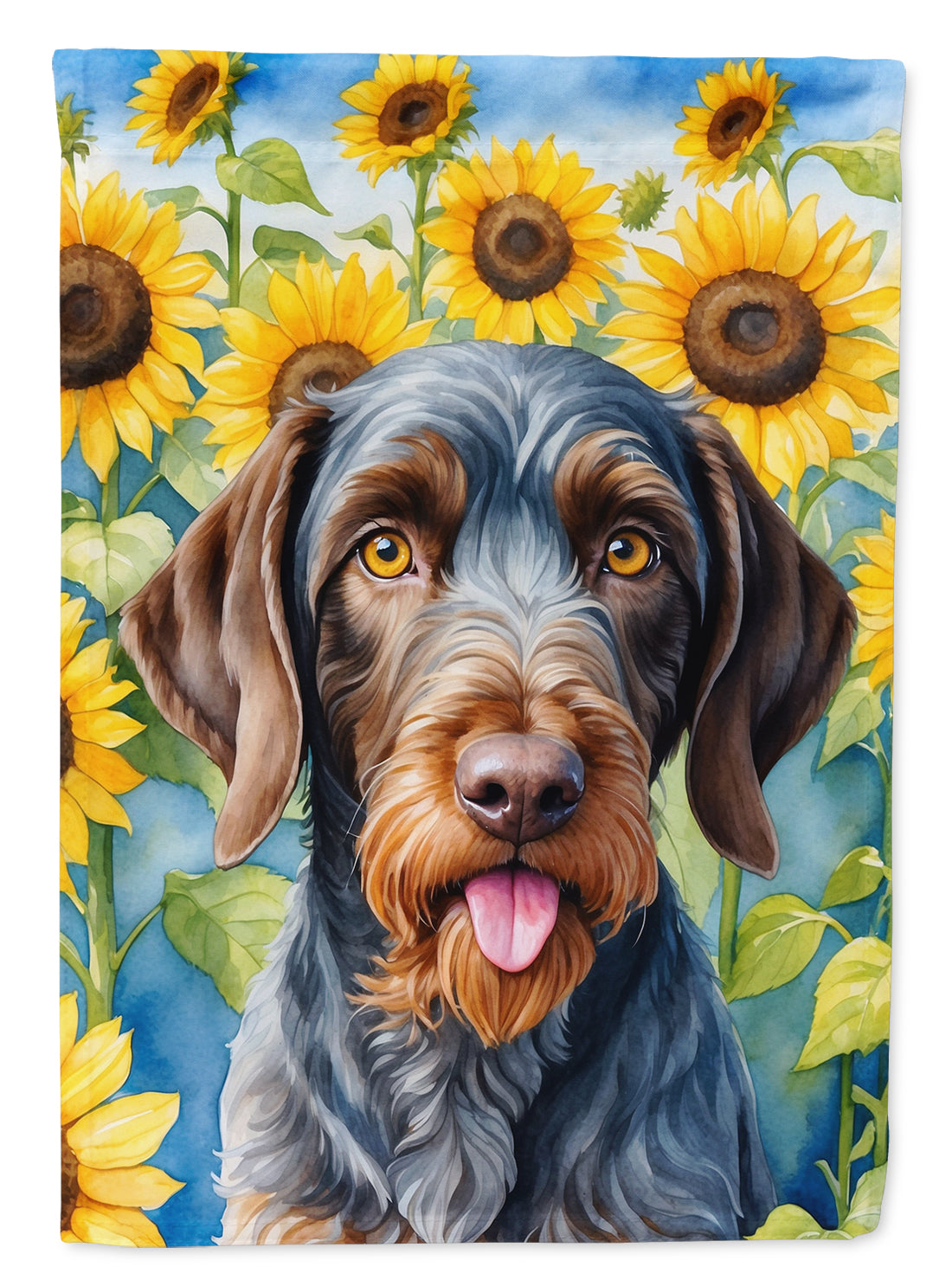 Buy this German Wirehaired Pointer in Sunflowers House Flag