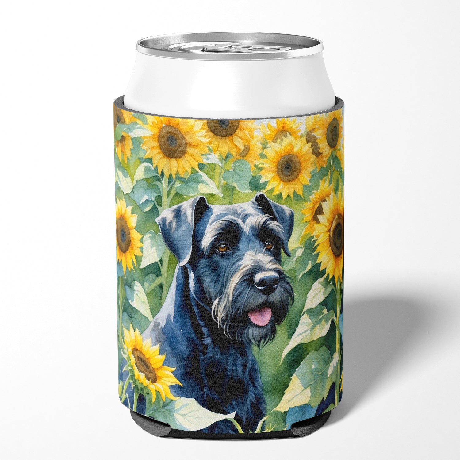 Giant Schnauzer in Sunflowers Can or Bottle Hugger