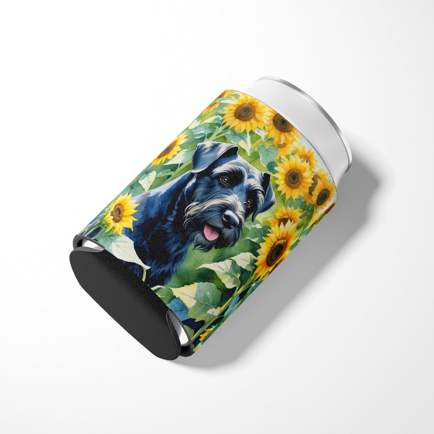 Giant Schnauzer in Sunflowers Can or Bottle Hugger