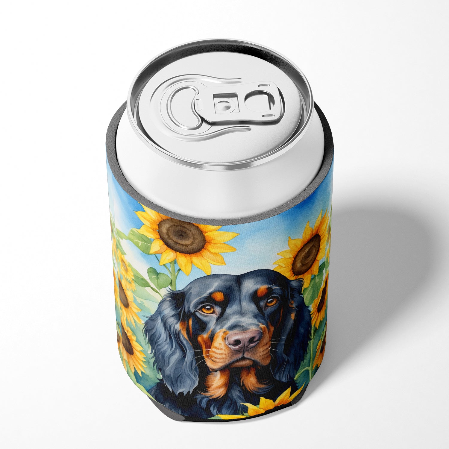 Gordon Setter in Sunflowers Can or Bottle Hugger