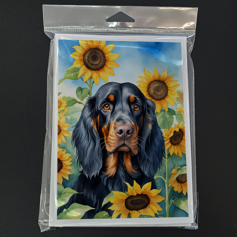 Gordon Setter in Sunflowers Greeting Cards Pack of 8