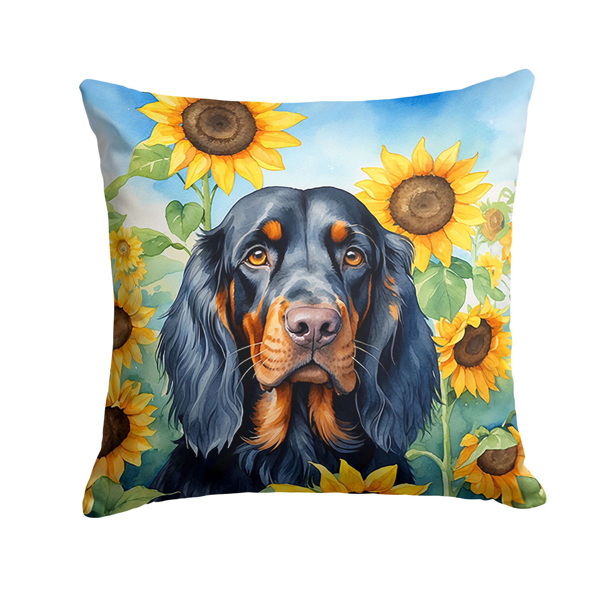 Buy this Gordon Setter in Sunflowers Throw Pillow