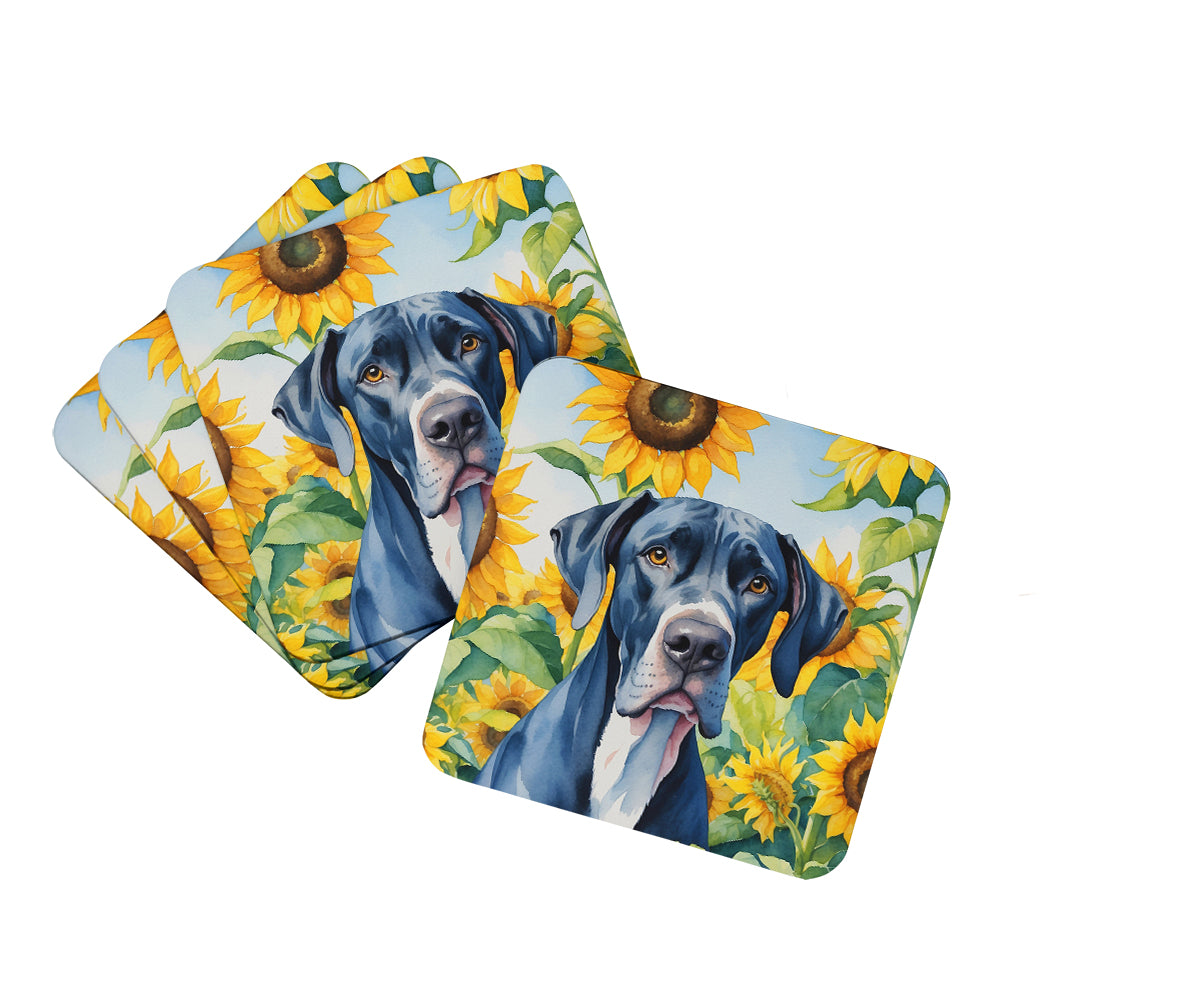 Buy this Great Dane in Sunflowers Foam Coasters