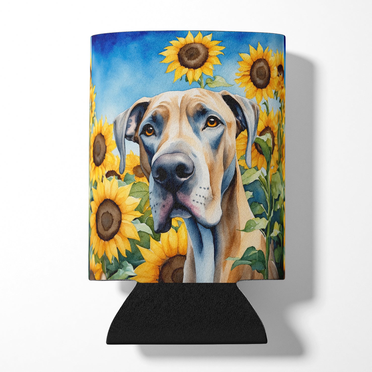 Buy this Great Dane in Sunflowers Can or Bottle Hugger