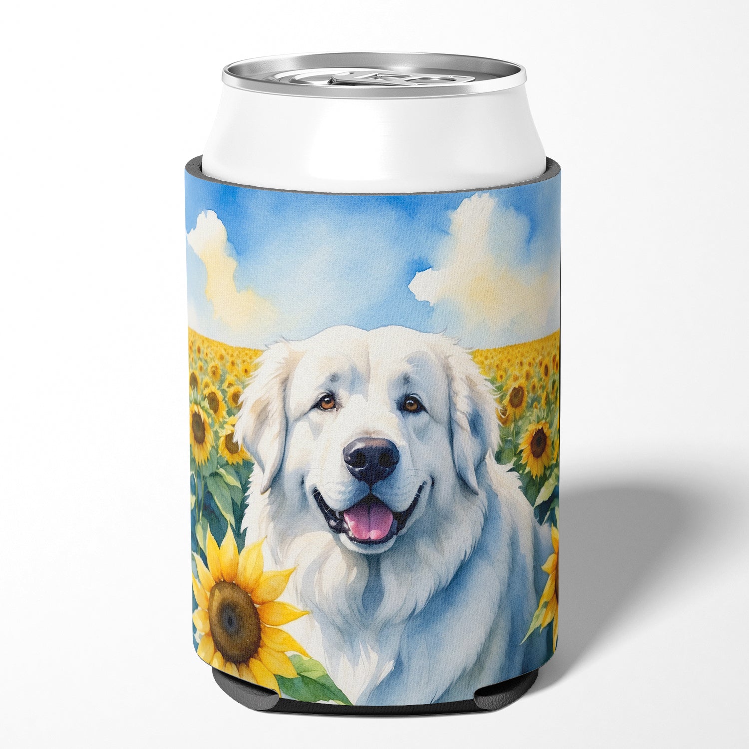 Great Pyrenees in Sunflowers Can or Bottle Hugger