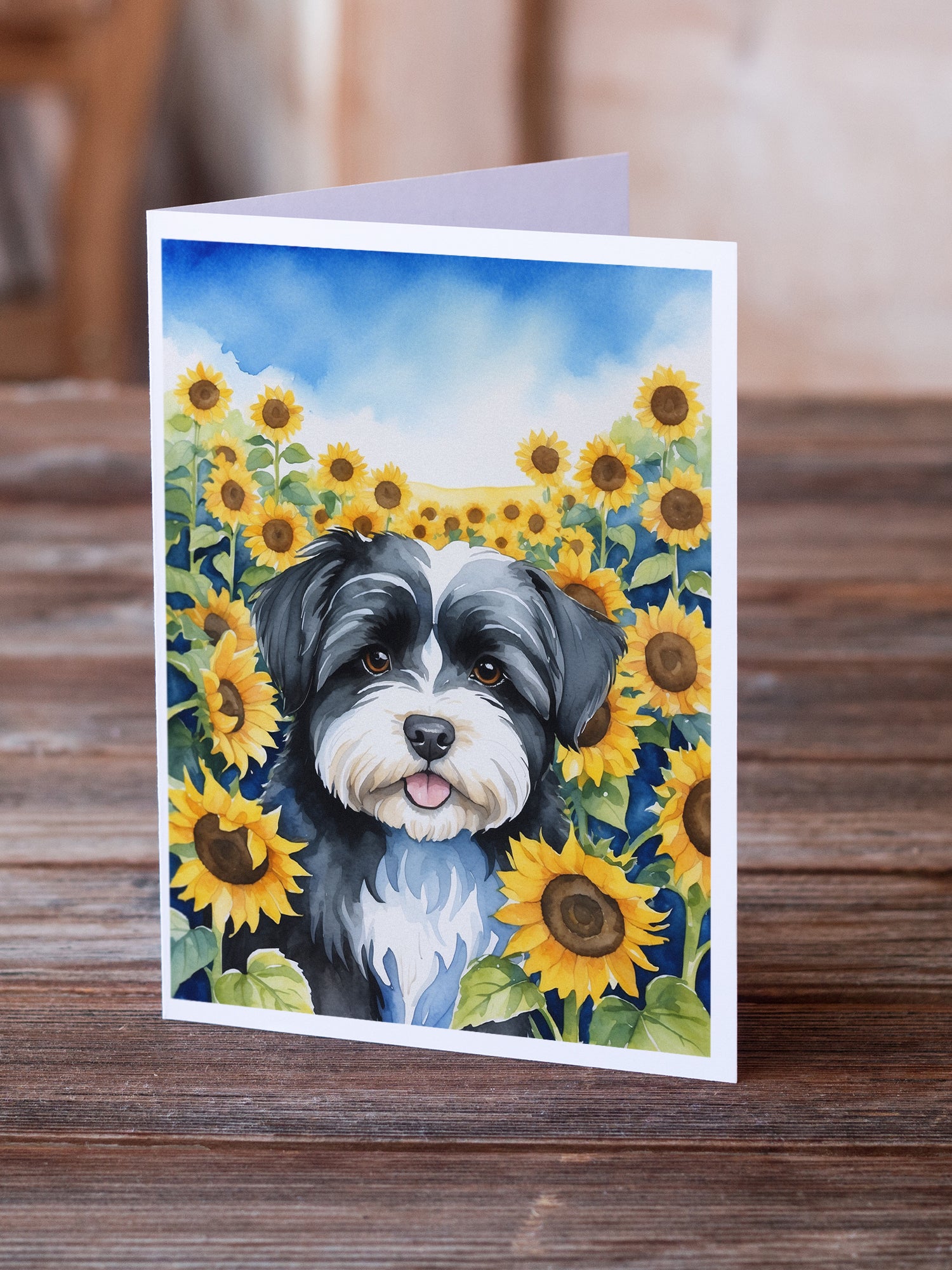 Buy this Havanese in Sunflowers Greeting Cards Pack of 8