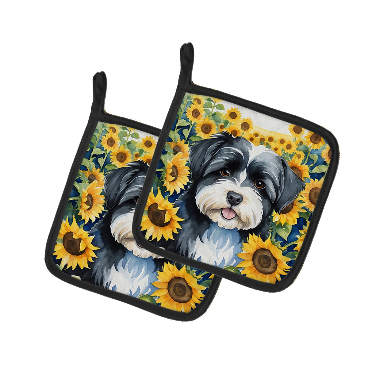 Buy this Havanese in Sunflowers Pair of Pot Holders