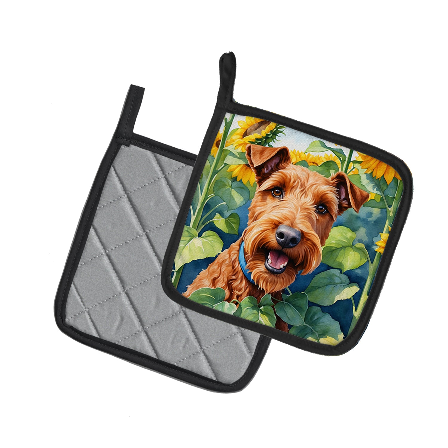 Buy this Irish Terrier in Sunflowers Pair of Pot Holders