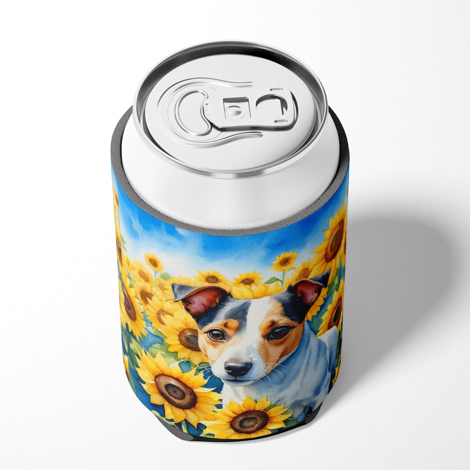 Jack Russell Terrier in Sunflowers Can or Bottle Hugger