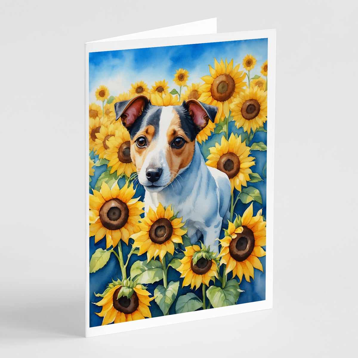 Buy this Jack Russell Terrier in Sunflowers Greeting Cards Pack of 8