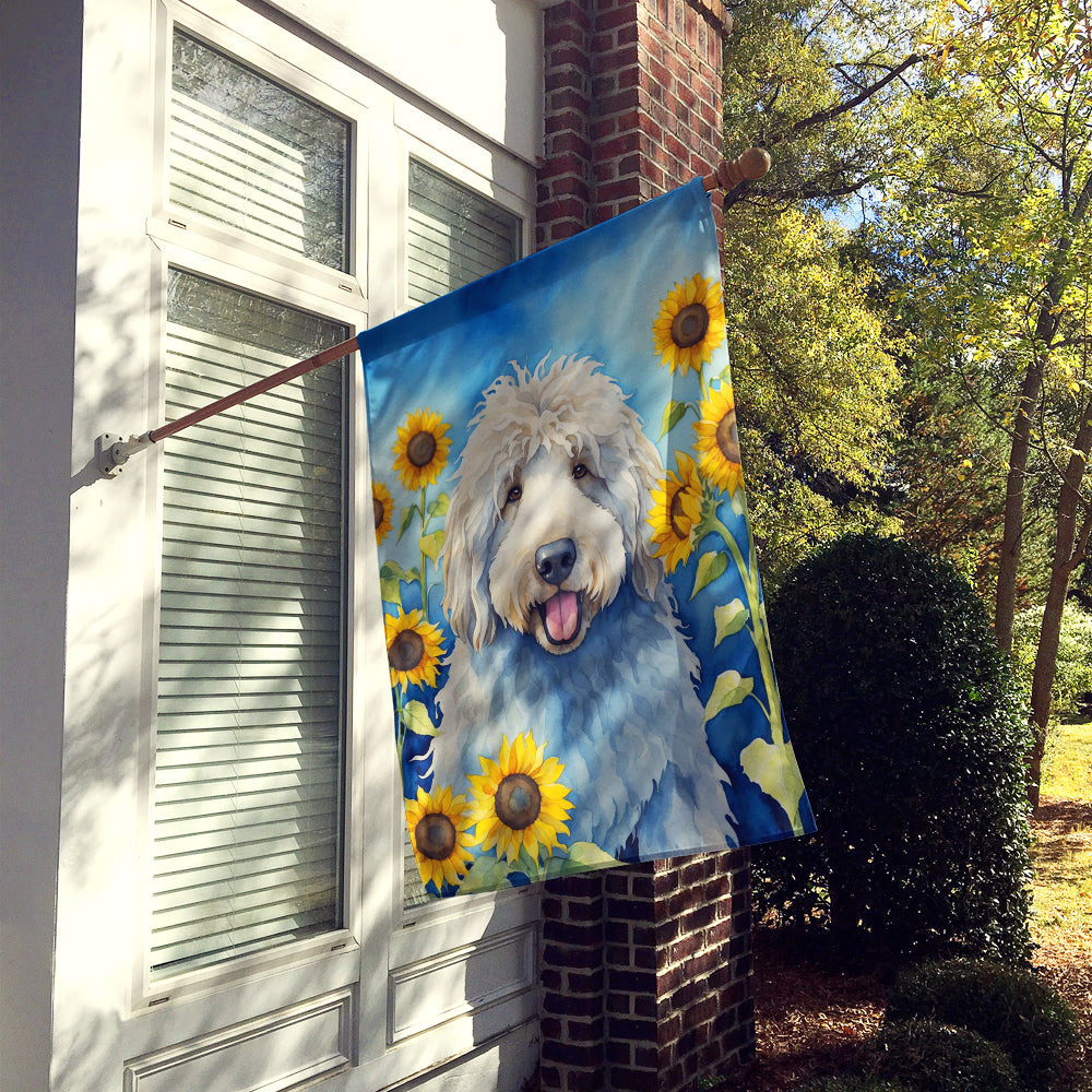 Komondor in Sunflowers House Flag