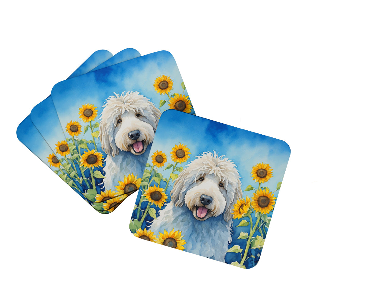 Buy this Komondor in Sunflowers Foam Coasters