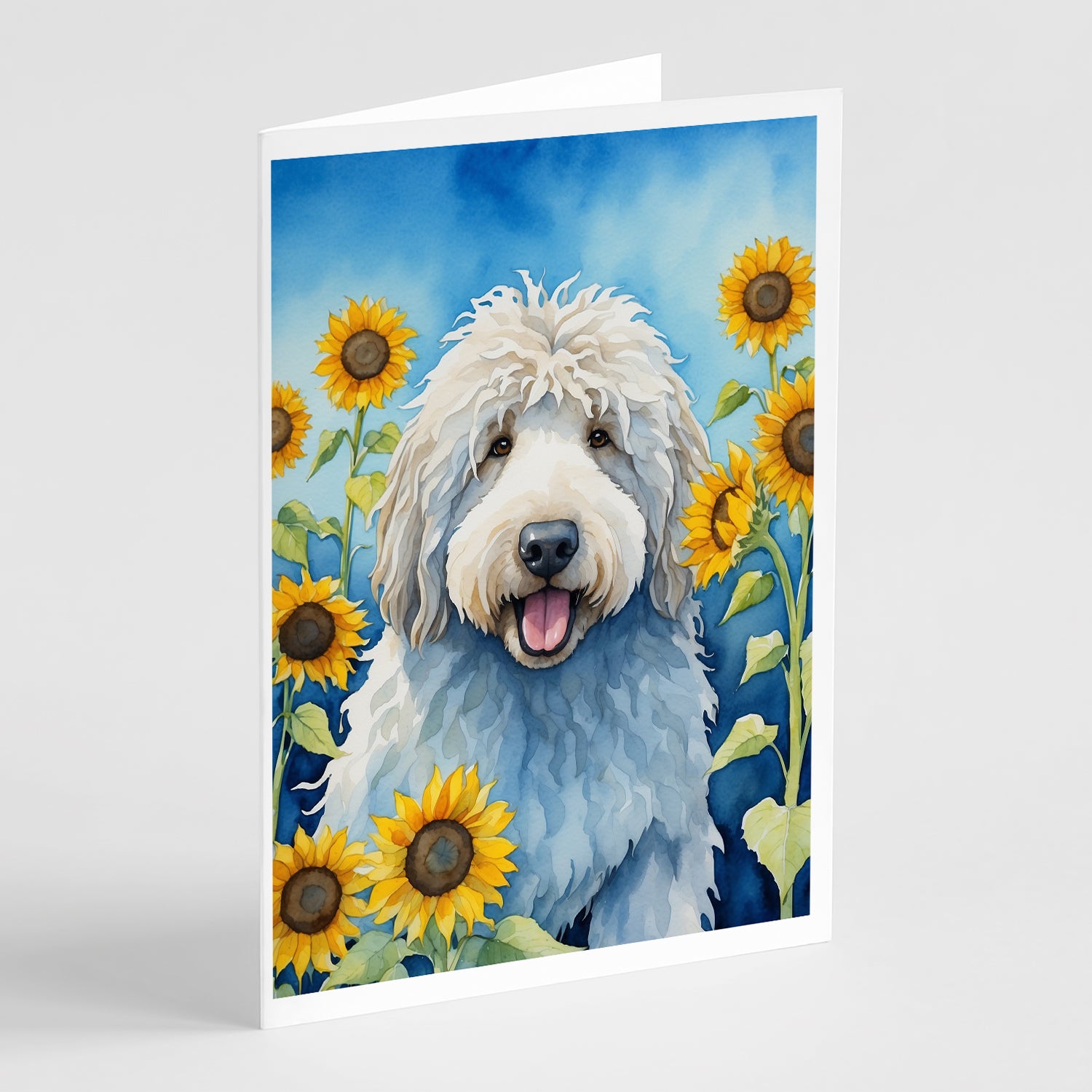 Buy this Komondor in Sunflowers Greeting Cards Pack of 8