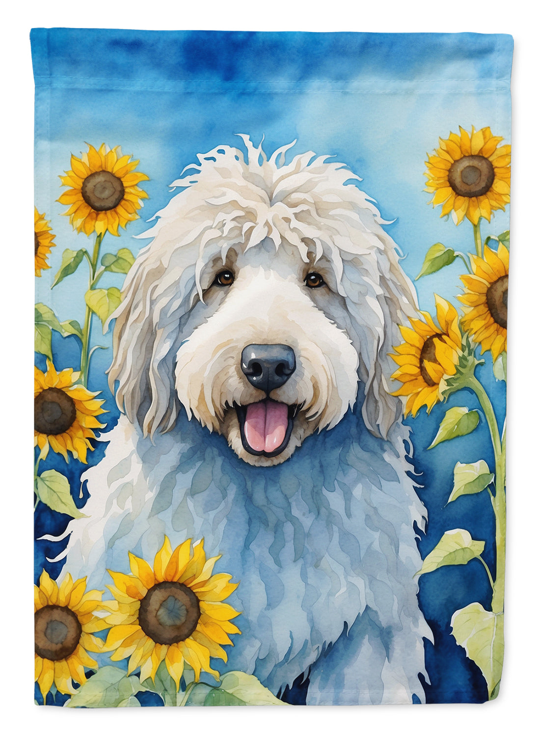 Buy this Komondor in Sunflowers Garden Flag