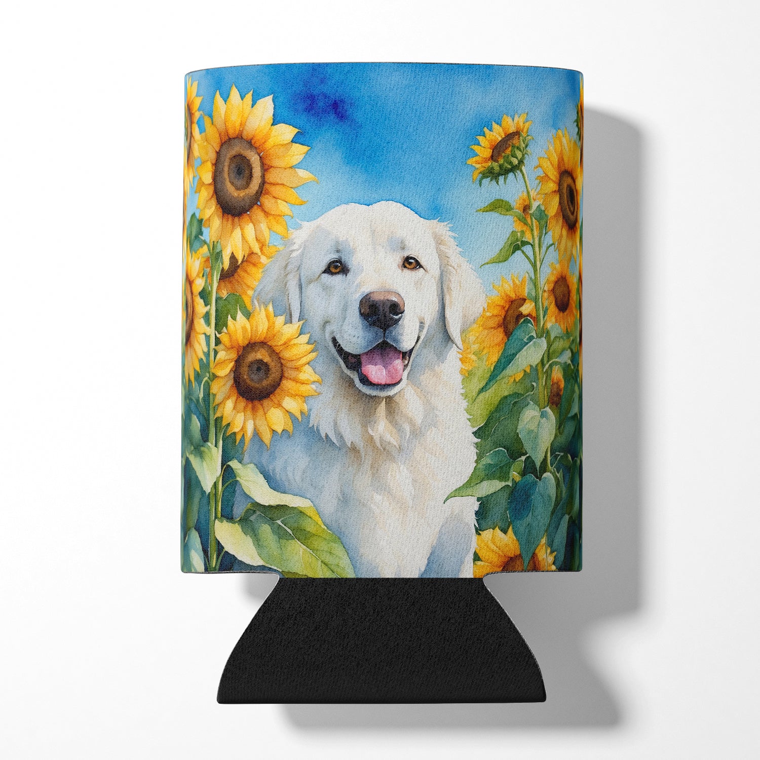 Buy this Kuvasz in Sunflowers Can or Bottle Hugger