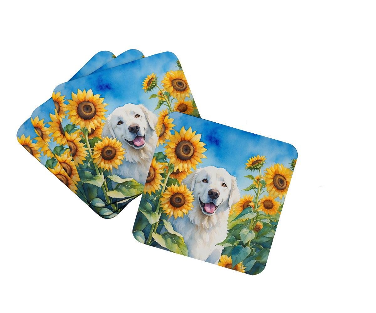 Buy this Kuvasz in Sunflowers Foam Coasters