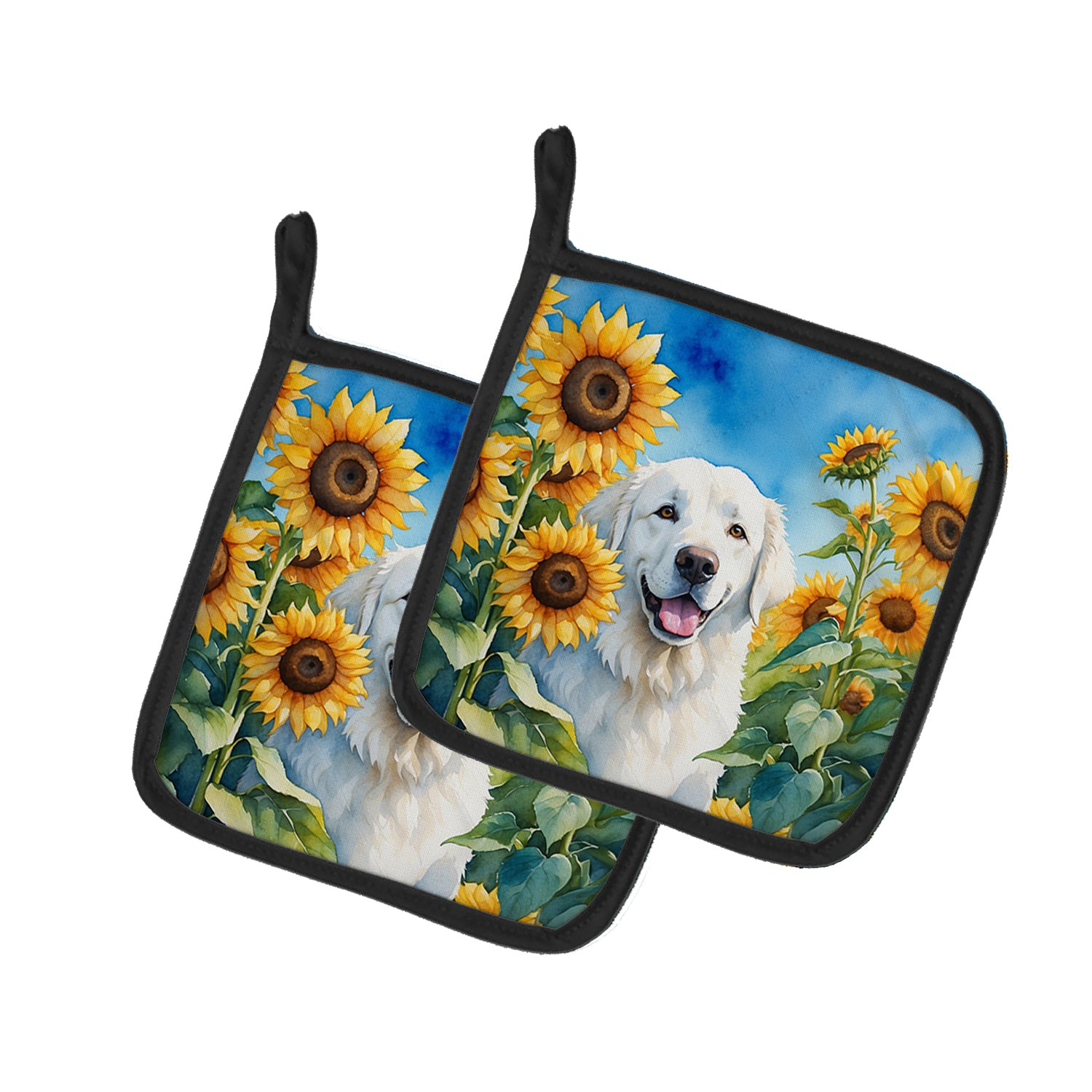 Buy this Kuvasz in Sunflowers Pair of Pot Holders