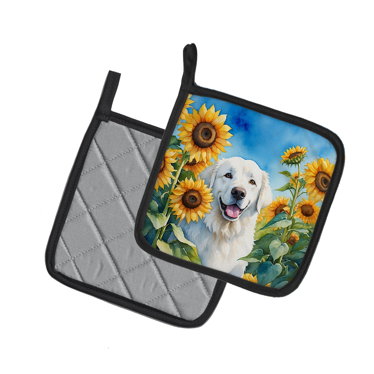 Buy this Kuvasz in Sunflowers Pair of Pot Holders