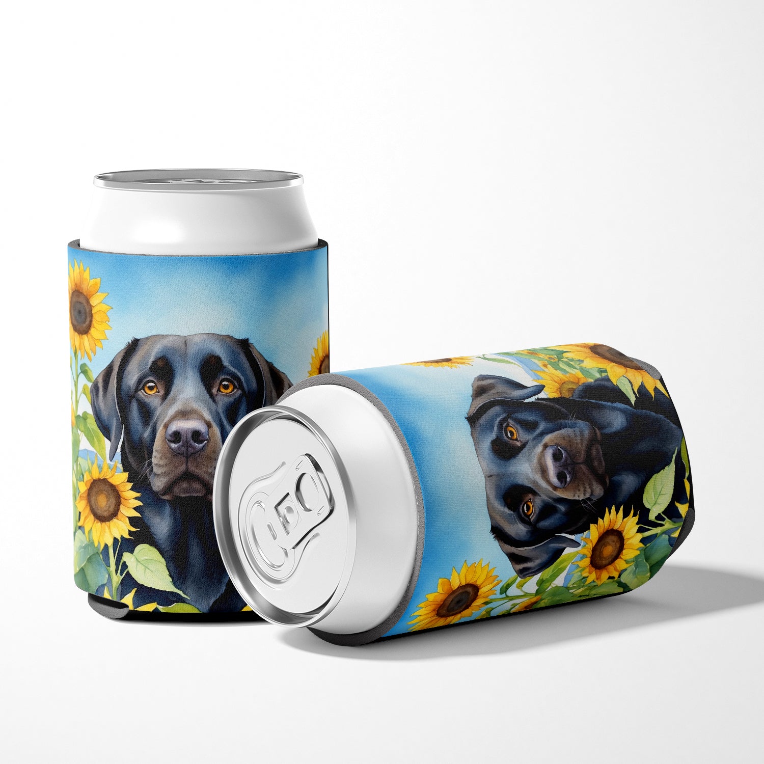 Labrador Retriever in Sunflowers Can or Bottle Hugger