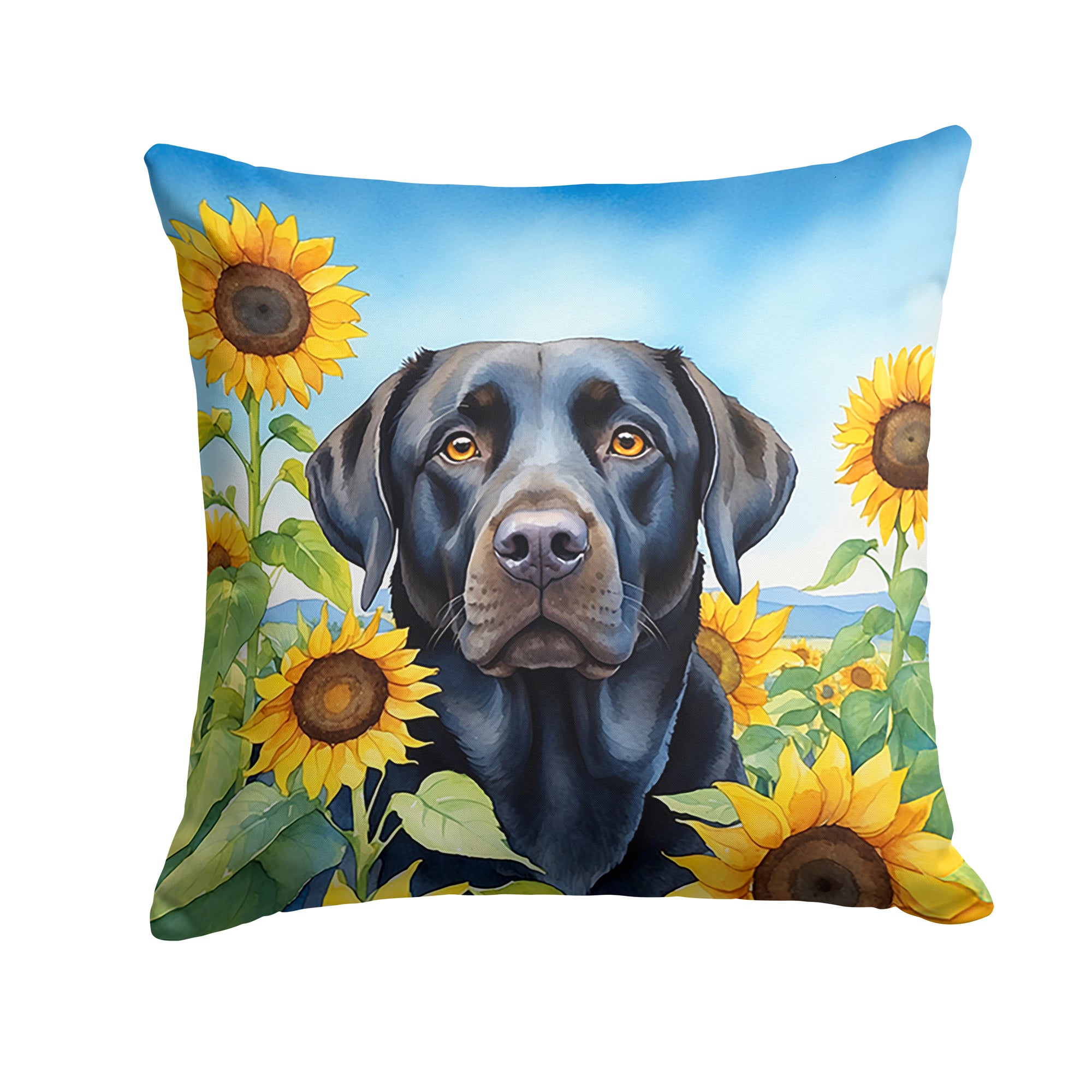 Buy this Labrador Retriever in Sunflowers Throw Pillow