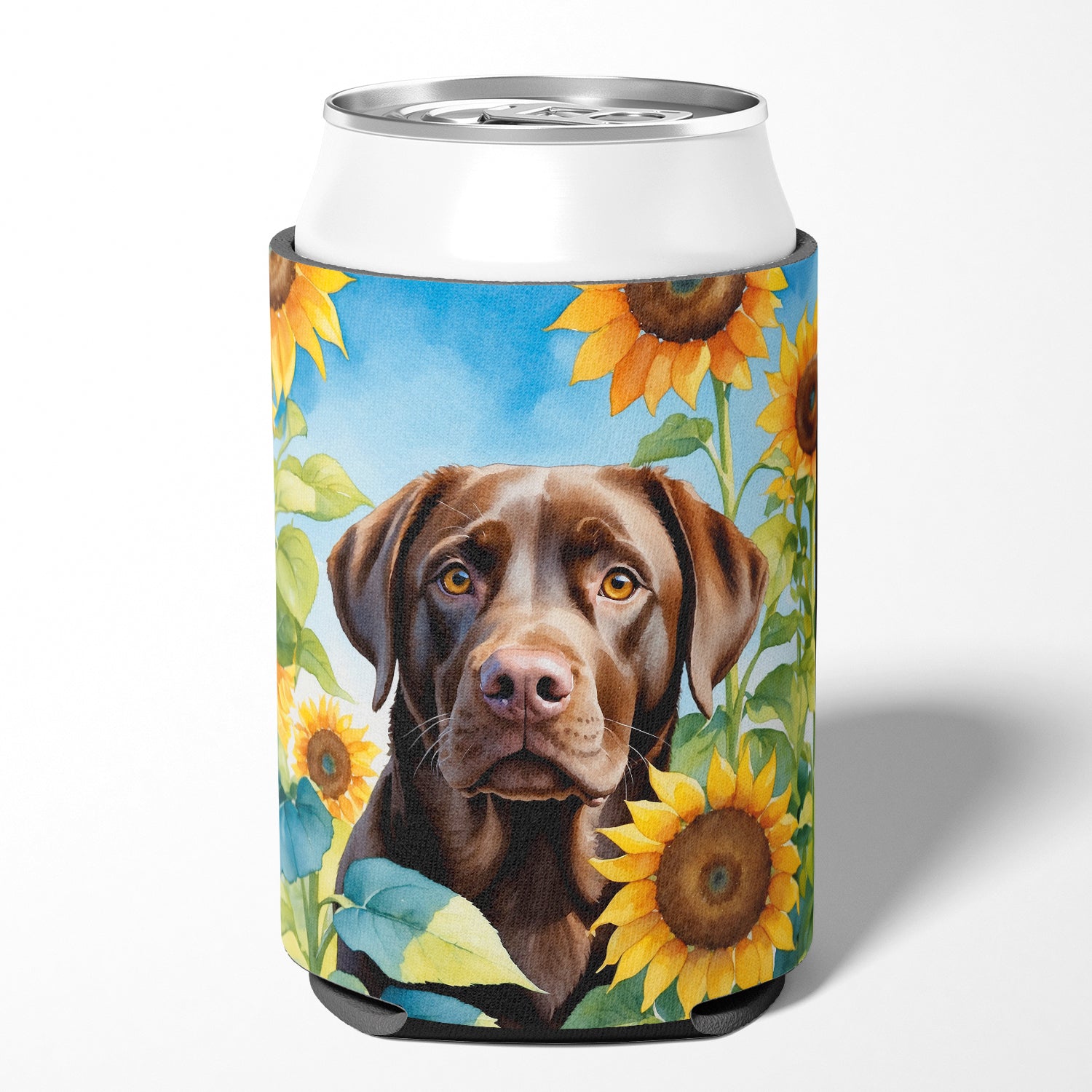 Buy this Labrador Retriever in Sunflowers Can or Bottle Hugger