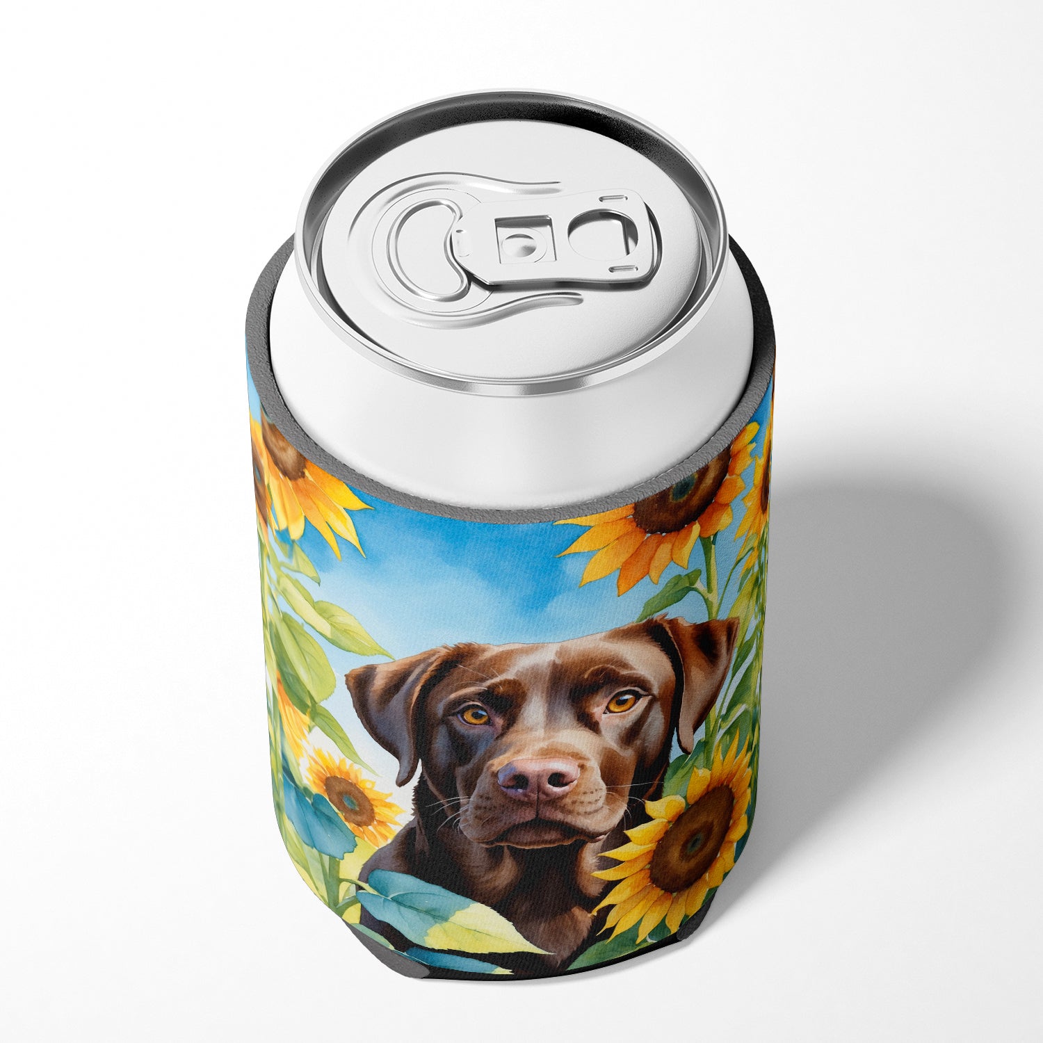 Labrador Retriever in Sunflowers Can or Bottle Hugger