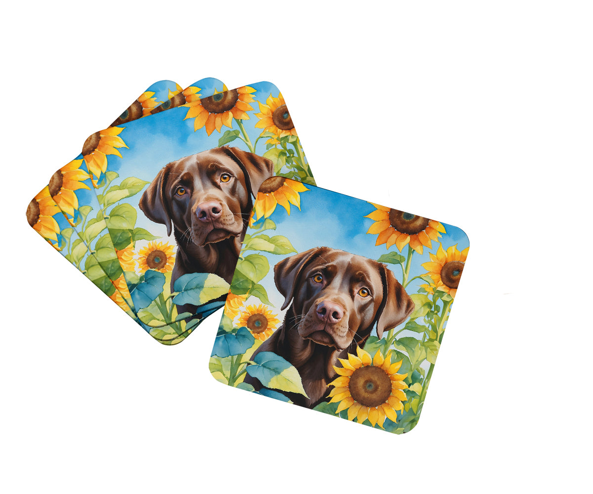 Buy this Labrador Retriever in Sunflowers Foam Coasters