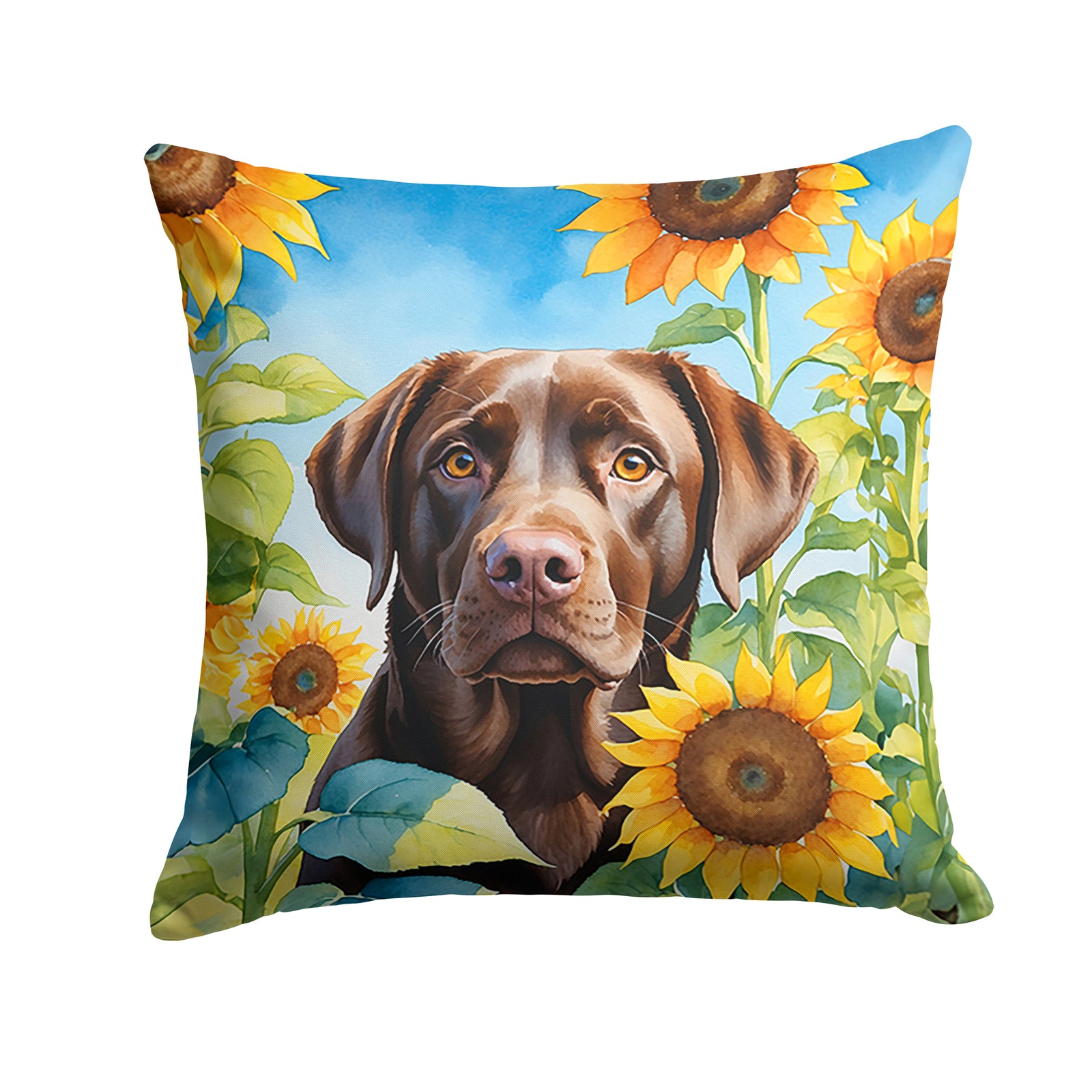 Buy this Labrador Retriever in Sunflowers Throw Pillow