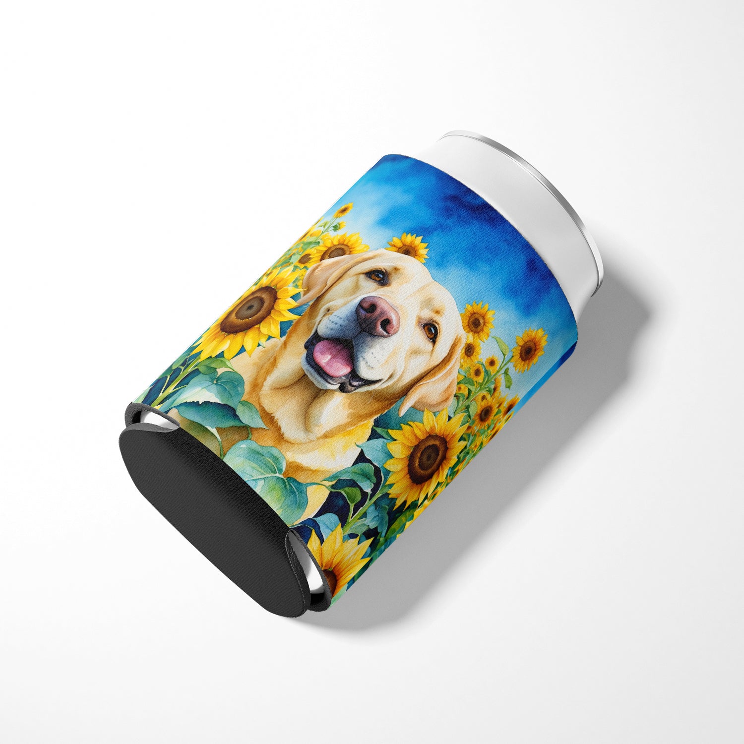 Labrador Retriever in Sunflowers Can or Bottle Hugger