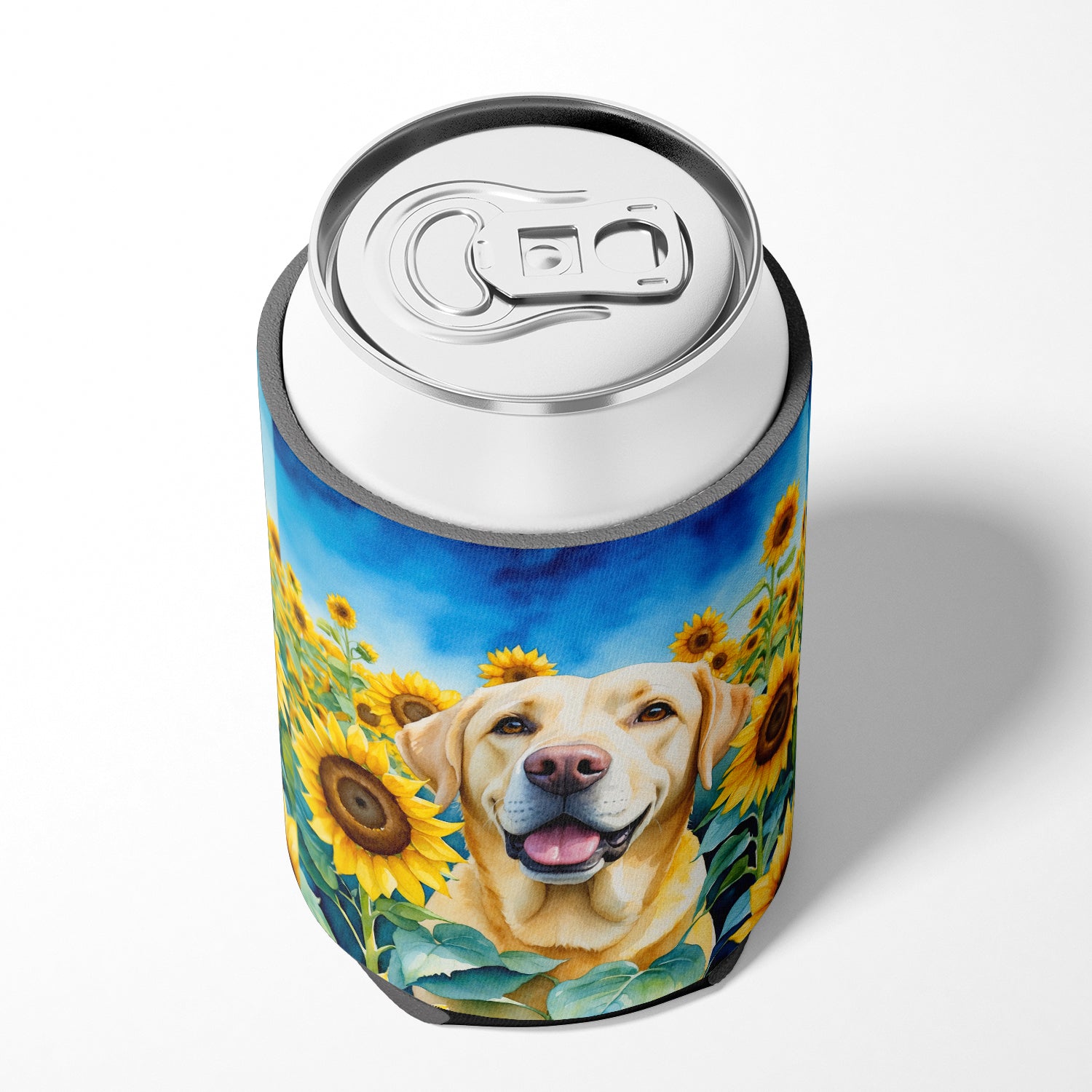 Labrador Retriever in Sunflowers Can or Bottle Hugger