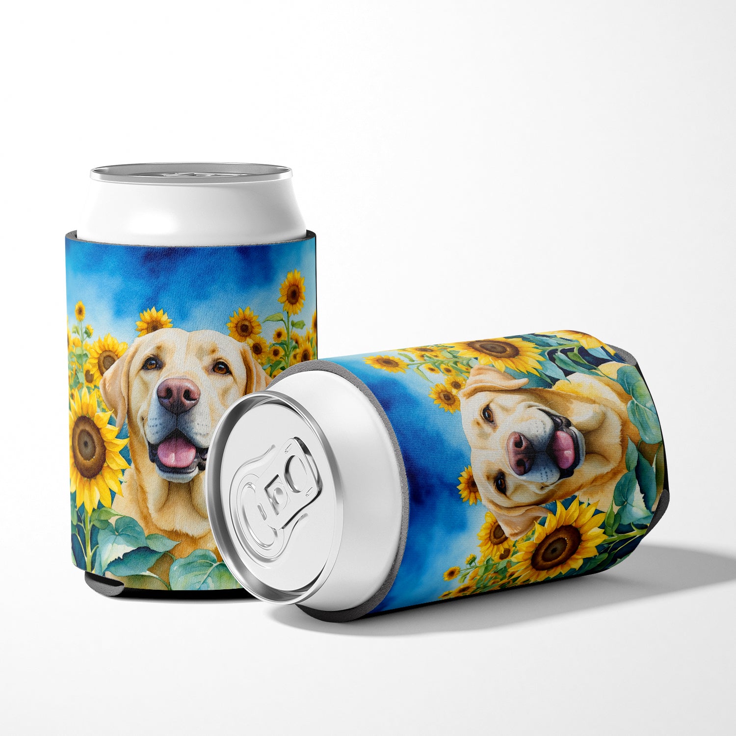 Labrador Retriever in Sunflowers Can or Bottle Hugger