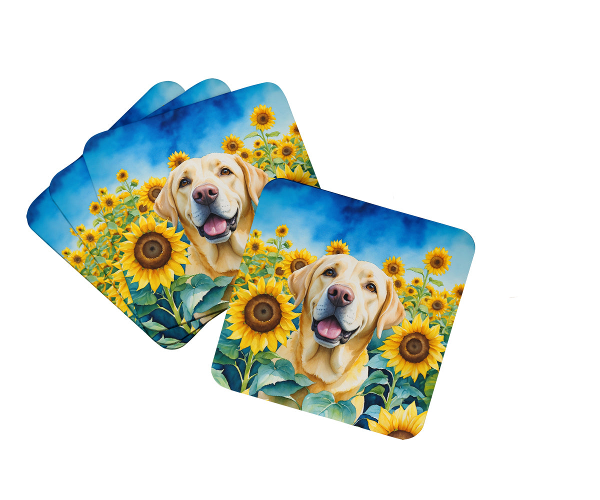 Buy this Labrador Retriever in Sunflowers Foam Coasters